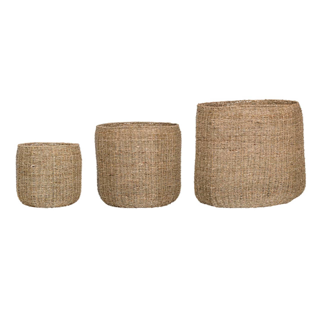 Round Beige Natural Seagrass Baskets, 3ct.